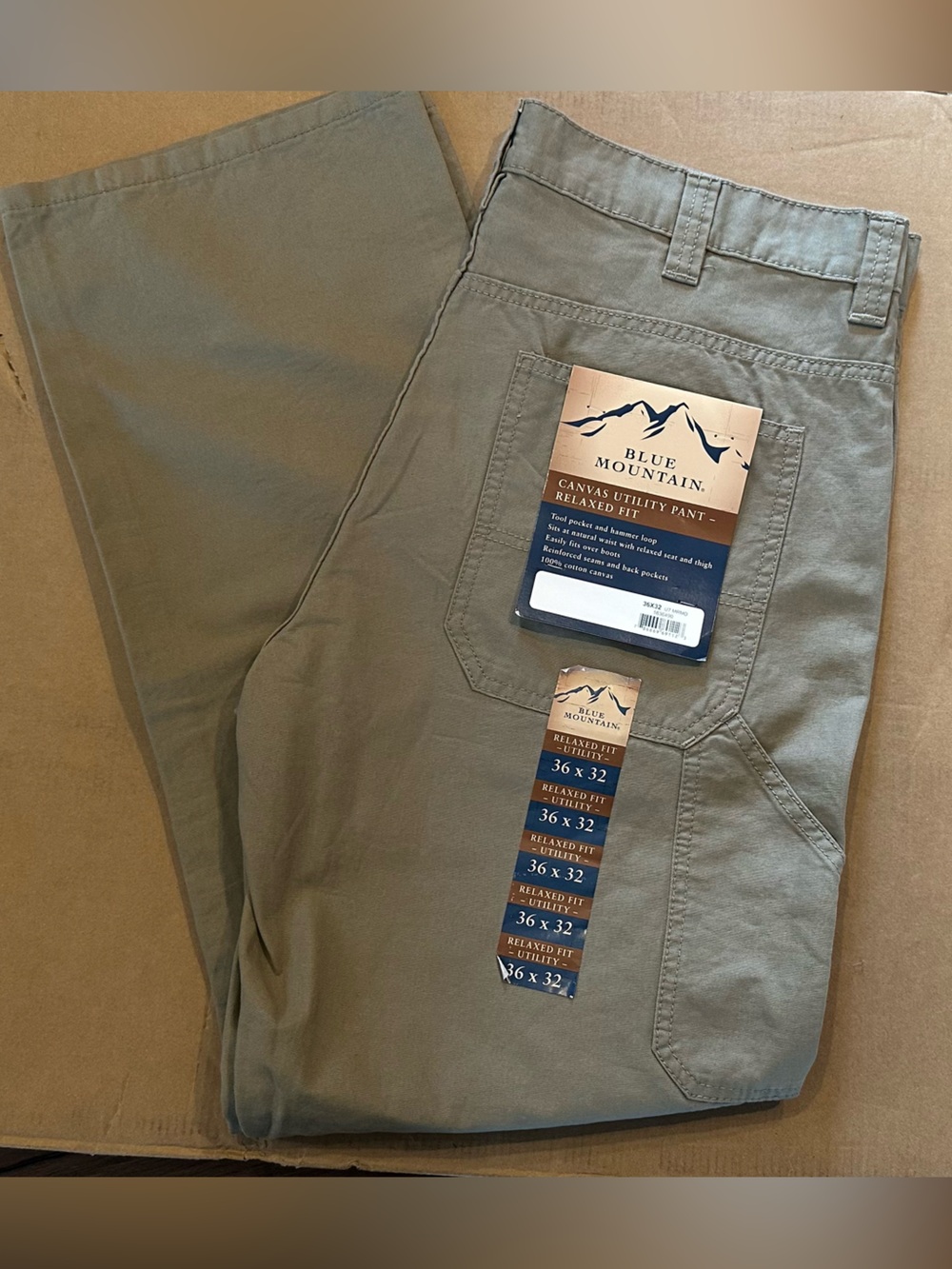 Blue Mountain Canvas Utility Pants. Size 36x32.